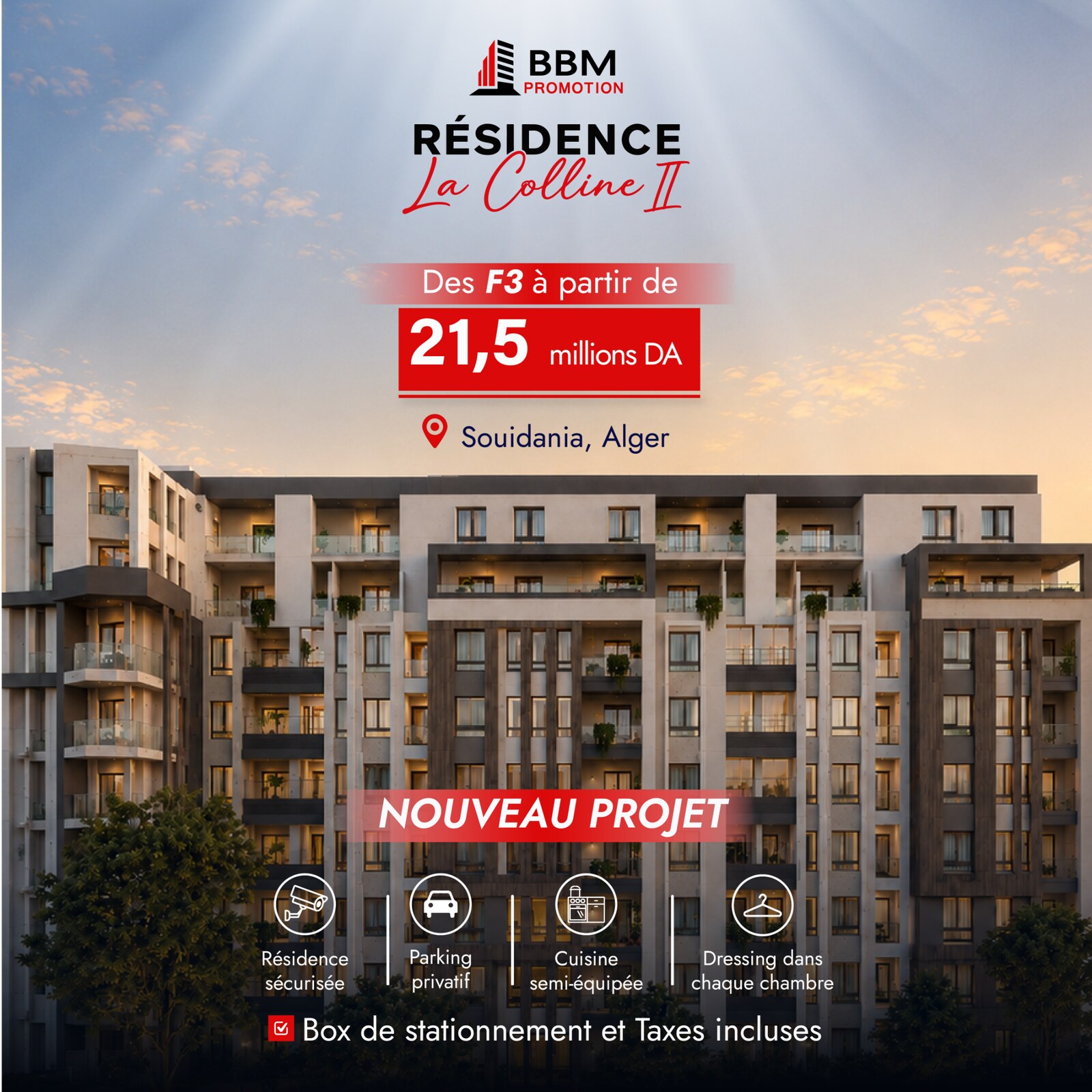 Offre de lancement de la Résidence La Colline II à Souidania
